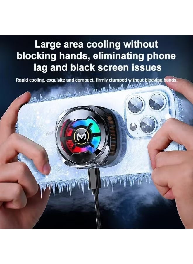 Memo Magnetic Mobile Phone Cooler CX06 , 2-in-1 Magnetic & Clip Mount, Semiconductor Radiator with Digital Temperature Display, 3-Speed Silent Fan, RGB LED Gaming Design, Universal for iOS & Android - Image 4